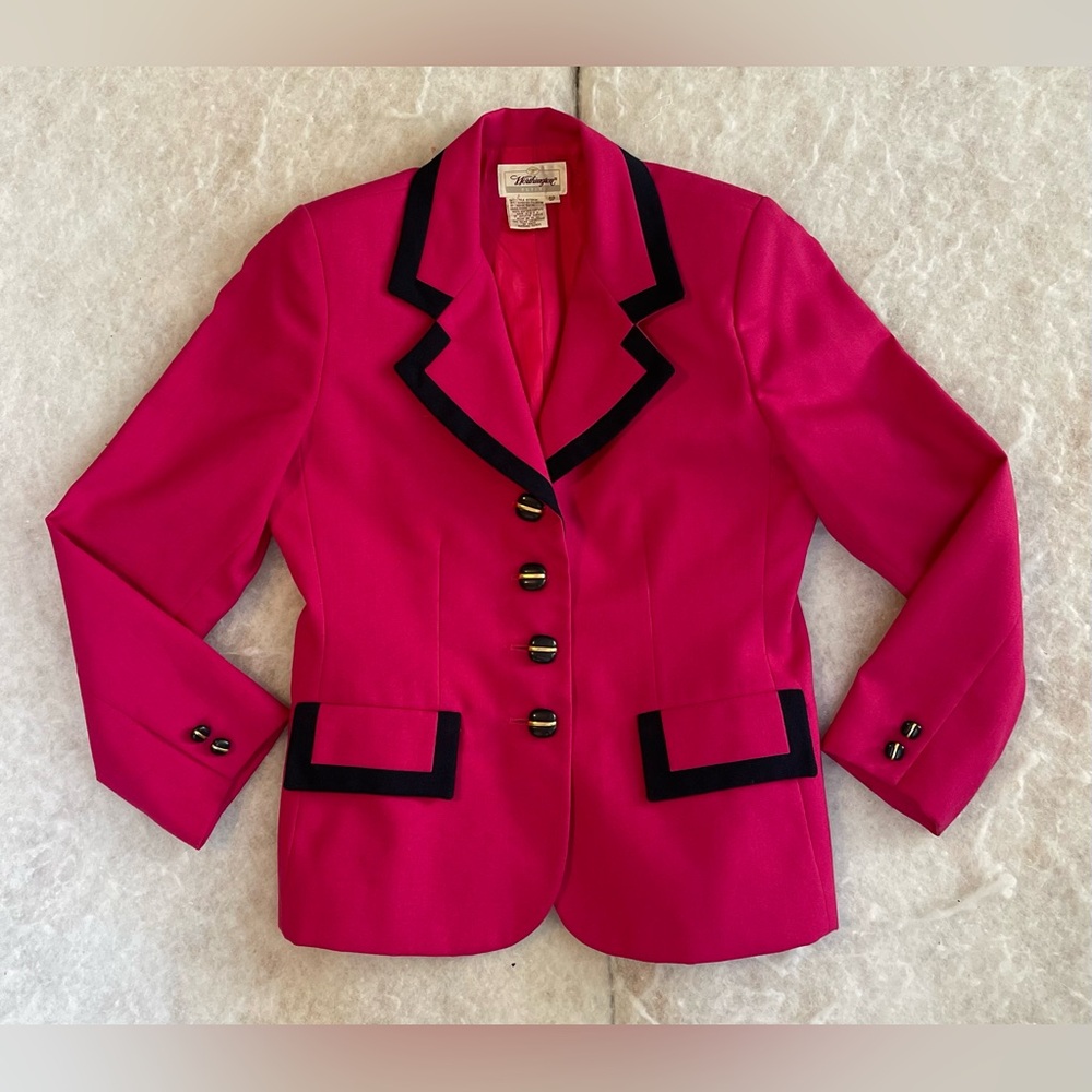 vintage worthington Hot Pink Black Color block Blazer 80’s-90’s (SKU481)